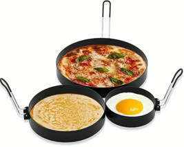 Set of 3 Stainless Steel Omelet Molds, Pancakes, Eggs, Sandwiches NEW! - $6.98