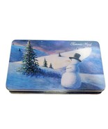 Charming 2001 Fannie Mae Candy Tin Festive Snowman, Christmas Tree &amp; Snow - $20.37 CAD