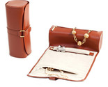 Bey Berk Tan Leather Jewelry Roll w/Zippered Compartments Watches/Bracelets - $48.95
