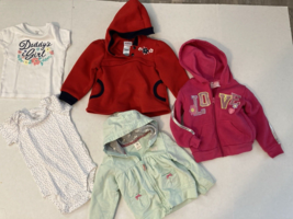 Mixed assorted Lot of 5 pcs Clothes Baby Girls 18M hooded jackets shirt ... - $209.59 MXN