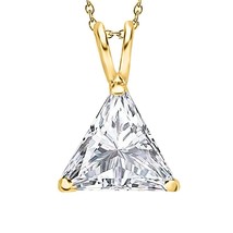 1.5CT Trillion Véritable Moissanite Solitaire Collier 14K or Jaune Plaqué - £72.35 GBP