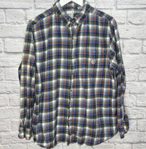 Chaps Mens 100% Cotton Plaid Flannel Button Down Shirt Size L Blue Orang... - £15.65 GBP