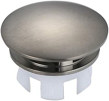 Brushed Nickel Overflow Cap On A Ceramic Bathroom Sink Made Of Brass. - $35.97
