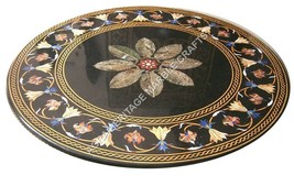 44&quot; Restaurant Marble Dining Table Top Marquetry Inlay Decor Furniture H5663A - £1,664.22 GBP