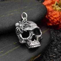 Sterling Silver Spider and Skull Pendant 27x17mm - £39.02 GBP