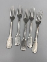 Set of 5 Novargent French Stainless Steel FIDDLE design Dessert Forks - $74.99