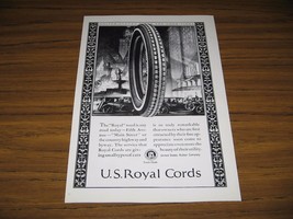 1924 Print Ad US Royal Cords Tires Old Cars in the Big City - $13.93