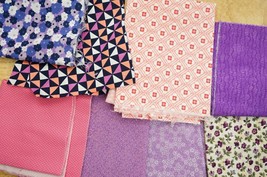 Sewing Lot Cotton Quilting Craft Fabric Calico Floral Pattern Purple Pin... - $19.79