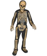 Boys Skeleton Halloween Costume Gold 3-D Jumpsuit, Mask, Shoe Covers, Gl... - £19.25 GBP