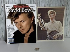 Lot of David Bowie memorabilia Rolling Stone Mag, photo, pin back - $19.39