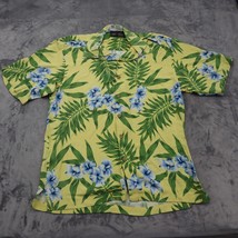 Folio Shirt Men Medium Yellow Short Sleeve Button Up Casual Tropical Hawaiian - £20.55 GBP
