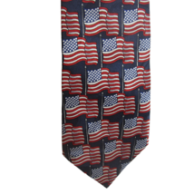 Amreican Traditions Necktie mens patriotic USA flag silk 56&quot; x 4&quot; vintag... - £15.81 GBP