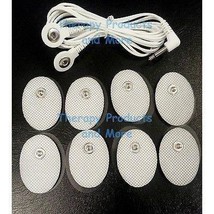 PINOOK COMPATIBLE DUAL LEAD WIRE + 8 OVAL MASSAGE PADS FOR TENS, IFC EMS... - $14.96