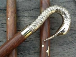 Antique Wooden Walking Stick Swan Brass Head Design Handle Vintage Unisex - £30.67 GBP