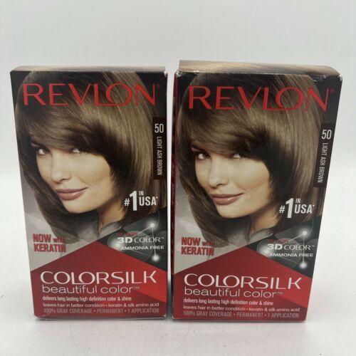 2 x Revlon 50 Colorsilk Beautiful Color, Light Ash Brown - With Keratin - $18.80