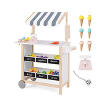 Kids Wooden Ice Cream Cart with Chalkboard and Storage for over 3 Years Old-Whit - $149.49