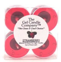 4 Pack of Strawberry Scented Gel Candle Mineral Oil Based Tea Lights hand poured - £3.86 GBP