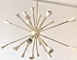 Mid Century Style 24 Lights Sputnik Chandelier Decorative Brass Painted Lighting - £255.61 GBP