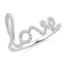 Angara Lab-Grown 0.19 Ct Prong Set Round Diamond Cursive &quot;LOVE&quot; Ring in ... - £326.24 GBP