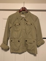 Caslon Women&#39;s Utility Safari Jacket Full Zip Khaki Size Small S - £18.36 GBP