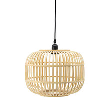Mid-Century Modern Style Drum Shaped Bamboo Wooden Pendant Lamp - £57.51 GBP
