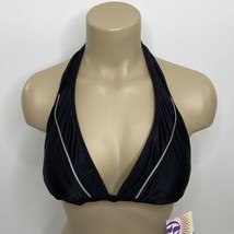Split Halter Bikini Swim Top Womens size Large Black Removabe Padding - £18.02 GBP