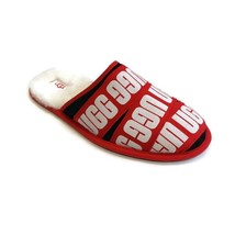 UGG Scruff Graphic Band Sheepskin Slip On Slippers Mens Sz 10 Samba Red ... - $38.38