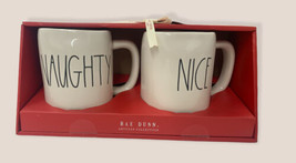 Rae Dunn NAUGHTY/NICE Holiday Coffee Mug Set of 2 Christmas 2019 New 19.5 oz - £42.42 GBP