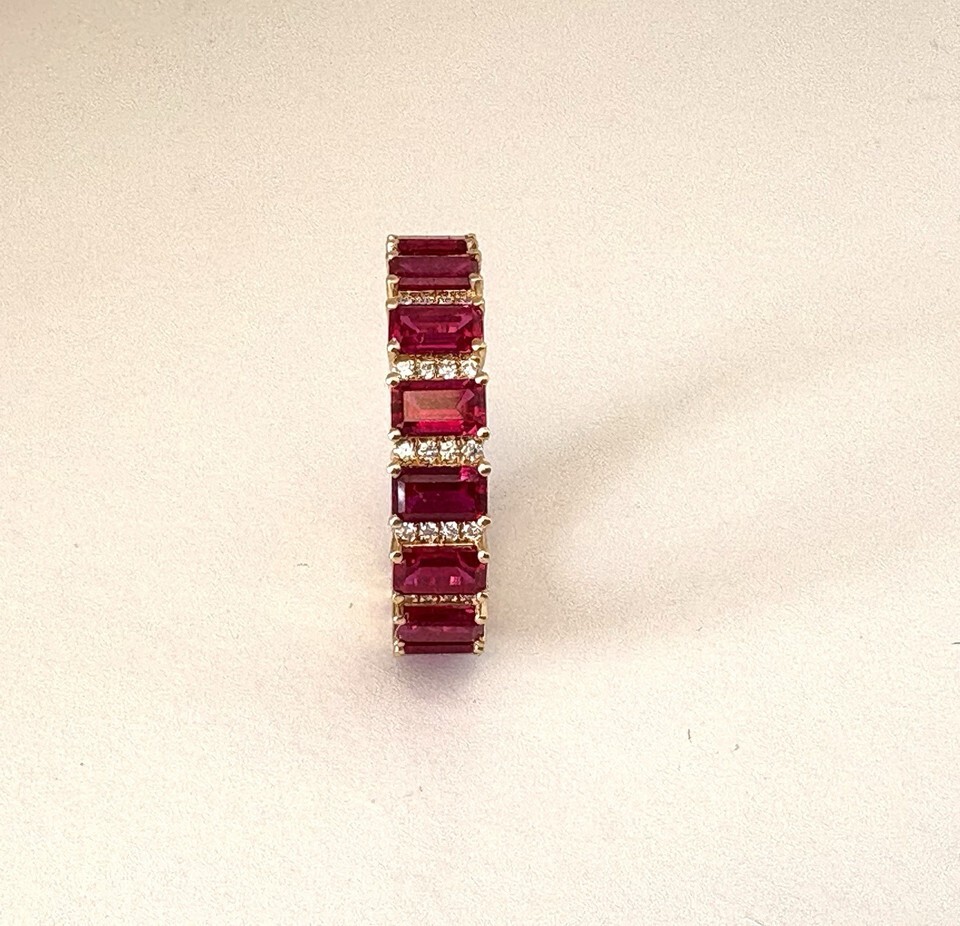 18k Gold Eternity Ring Ruby Diamonds Full Eternity Ring 18 Carats - Stone Queen Item image 2