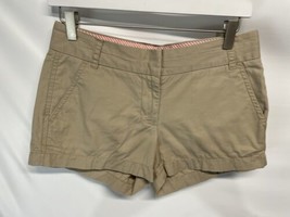 J.Crew Broken In Chino Shorts  Khaki Tan Flat Front 100% Cotton Pockets 0 - £10.10 GBP