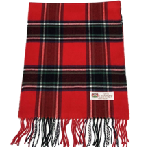 100% CASHMERE SCARF Plaid Red green blue Cream Made in England Warm Wool #L101 - £7.46 GBP