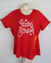 New General Standard 2XL Red White Blue Stars and Stripes Ladies T-Shirt - $16.78