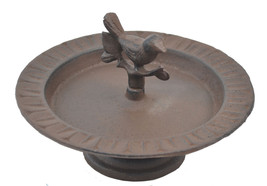 Pedestal Bird Feeder Bath Decorative Cast Iron Chickadee 8&quot; Wide Garden Decor - £21.71 GBP