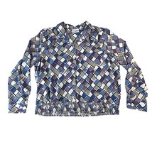 Alfred Dunner Blouse Womens 18 Petite Multicolor Geometric Vintage Button Up Top - $23.36