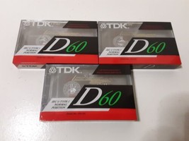 Lot of 3 TDK D60 Blank Audio Cassettes IEC I/Type I Normal Position New Sealed - £6.18 GBP