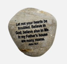 Inspirational Scripture Stone Rock Engraved Bible Verse John 14:1 Gift 3.5&quot; - £10.15 GBP