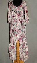 Mia Joy Mila Wrap Button Front Shabby Roses Velvety Uneven Length Dress Wm&#39;s S - £34.35 GBP