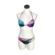 Shade &amp; Shore String Bikini Ruffled Gathered Bottom Womens Small Top 34 ... - £15.63 GBP