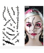 Realistic Spooky Creepy Stitches Costume Tattoos (34 pieces) - $244.42 MXN
