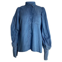 Mother Of Pearl Buttoned Bishop Sleeve Shirt In Blue Cotton Women Light ... - $262.20