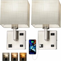 Avv Bedroom Sconces Set Of 2, Wall Mounted Bedside Lamps With Usb Port,,... - $80.01