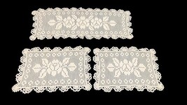 Vintage Handmade Crochet Lace Placemats Set of 10 w/ Table Runner 29"x12" image 3