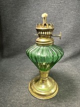 Vintage Miniature Bedside Green Glass Oil Lamp - £6.74 GBP