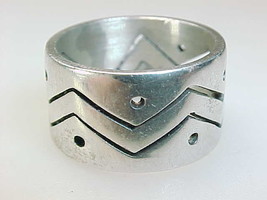 MODERNIST LOOK STERLING SILVER Vintage RING - Size 6 1/2 - £36.08 GBP