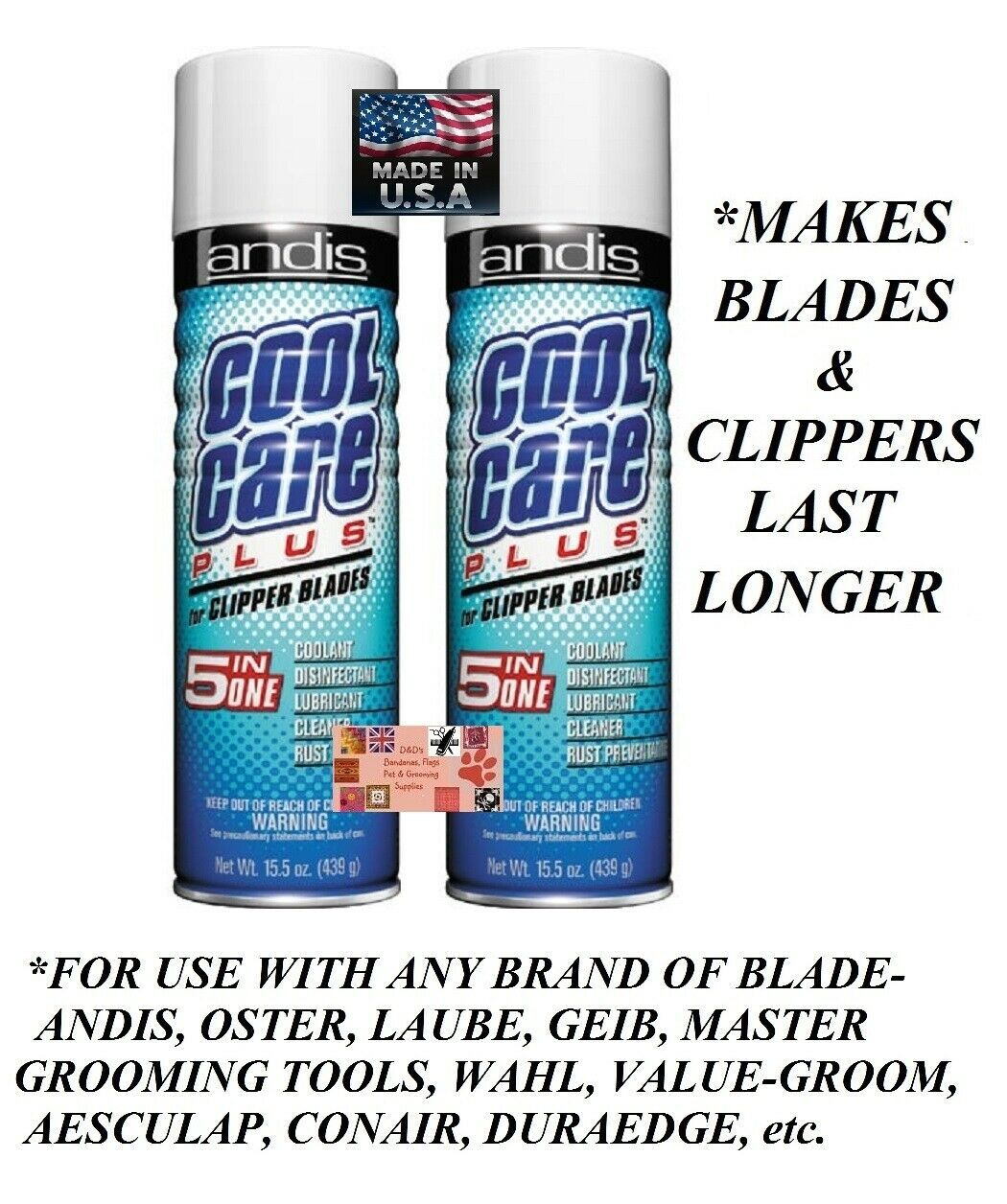 Primary image for 2-ANDIS 5in1 CLIPPER BLADE COOL CARE PLUS ,Cleaner,Lube*For UltraEdge