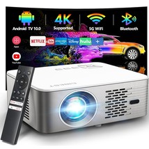 Projector 4K Support With 5G Wifi Bluetooth, Android Tv 10 Native 1080P ... - £354.76 GBP