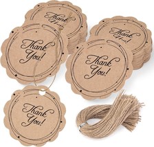 SallyFashion 100PCS Thank You Tags, Brown Gift Tags with String Paper Ha... - $12.23