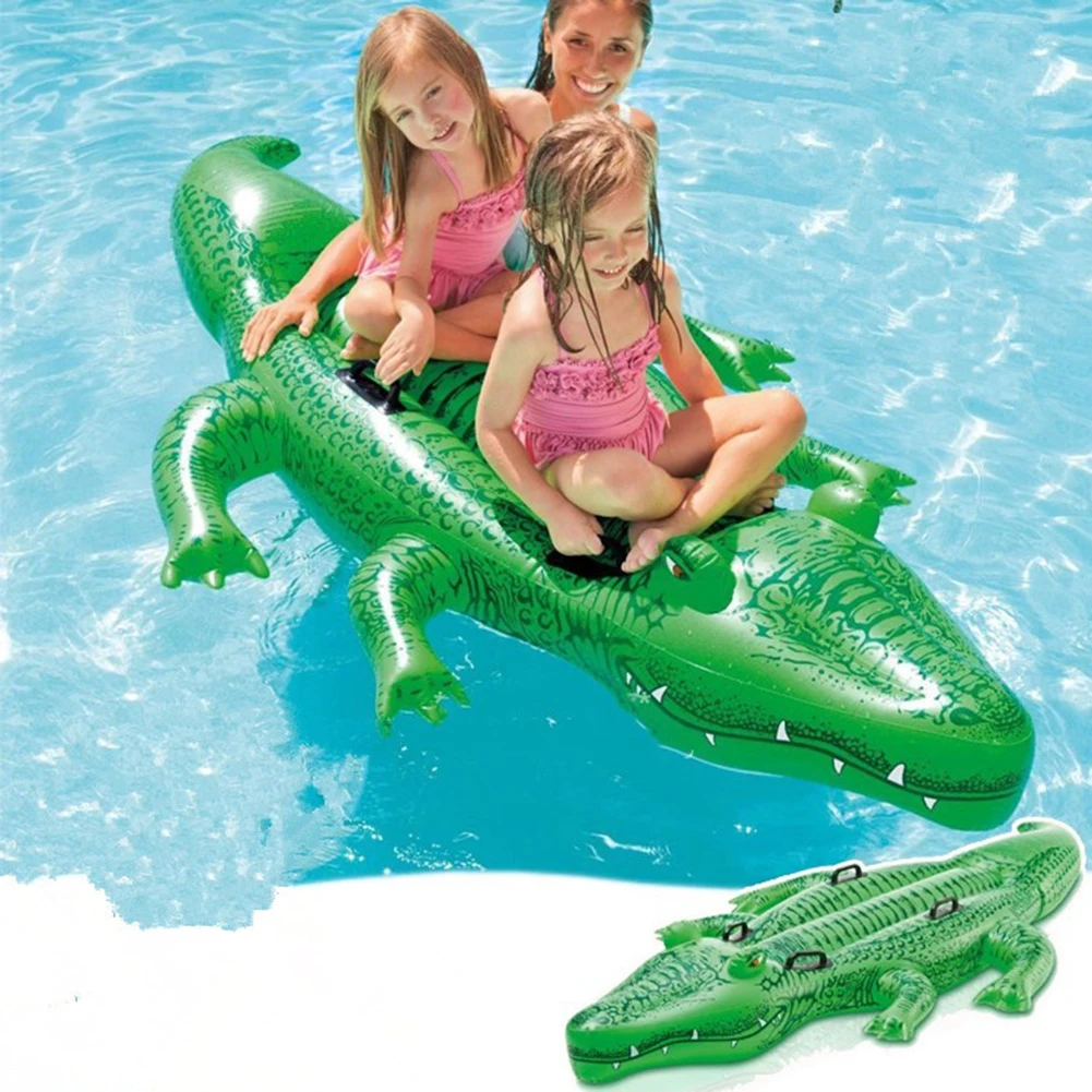 Summer Inflatable Swimming Pool Water Toy Crocodile Water Ride Summer Pool Beach - £28.31 GBP