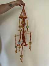 vintage macrame baby wall hanging or mobile Baby Decor W Vintage Wood Bl... - £31.06 GBP