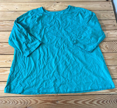 D&amp;Co NWOT Women’s Jersey shoulder detail 3/4 Sleeve Top Size 2X Green AF - £12.55 GBP